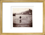 Two boys swimming in Whitby Harbour, North Yorkshire, c 1902. art print small gold Art Print - Science Museum Shop