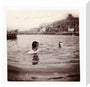 Two boys swimming in Whitby Harbour, North Yorkshire, c 1902. stretched canvas medium none Art Print - Science Museum Shop