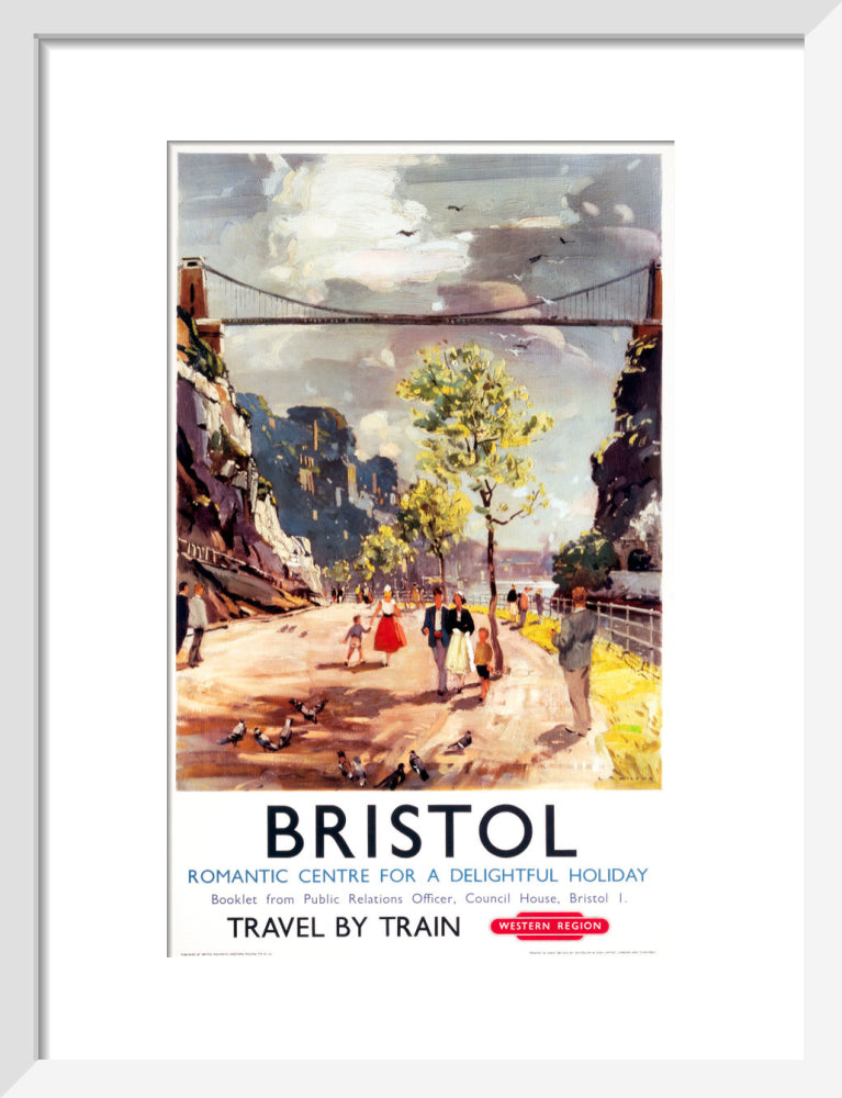 'Bristol - Romantic Centre for a Delightful Holiday', BR poster, c 1950s. art print small white Art Print - Science Museum Shop