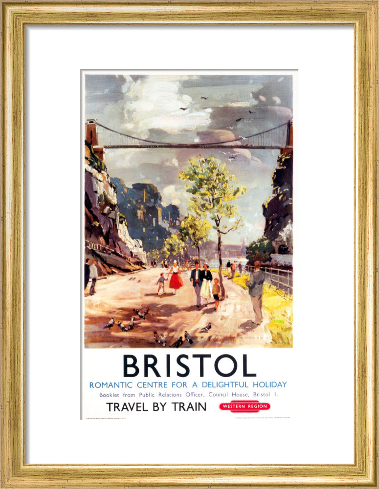 'Bristol - Romantic Centre for a Delightful Holiday', BR poster, c 1950s. art print small gold Art Print - Science Museum Shop