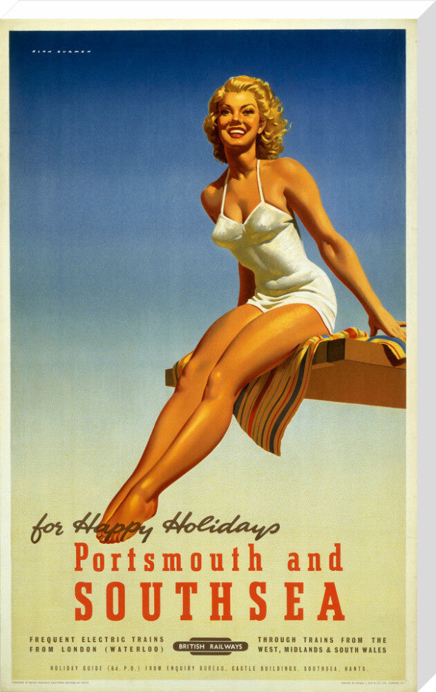 'Portsmouth and Southsea', BR poster, 1950s. stretched canvas extra large none Art Print - Science Museum Shop