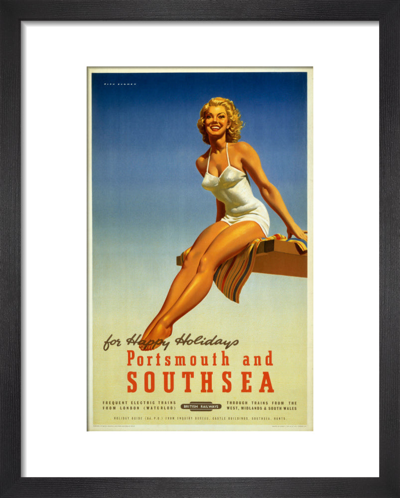 'Portsmouth and Southsea', BR poster, 1950s. art print extra small black Art Print - Science Museum Shop