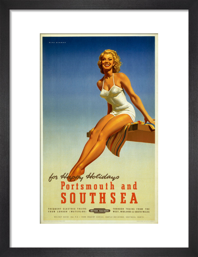 'Portsmouth and Southsea', BR poster, 1950s. art print small black Art Print - Science Museum Shop
