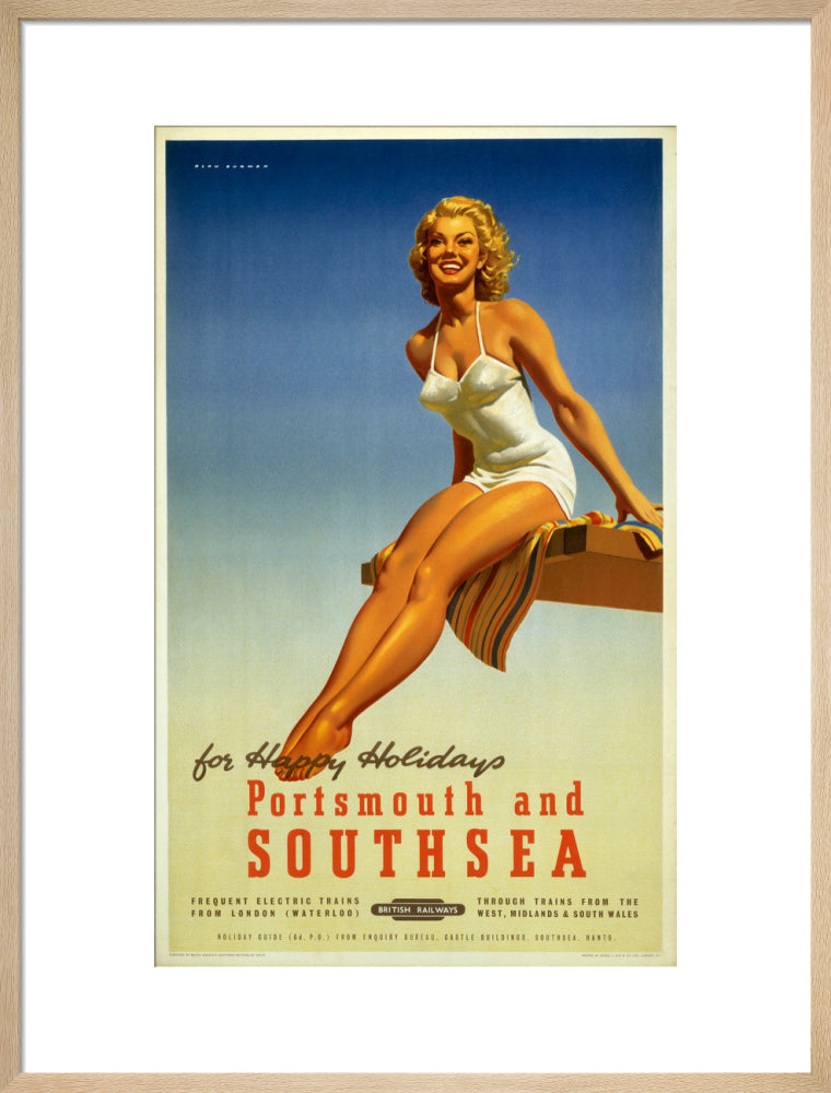 'Portsmouth and Southsea', BR poster, 1950s. art print large natural Art Print - Science Museum Shop