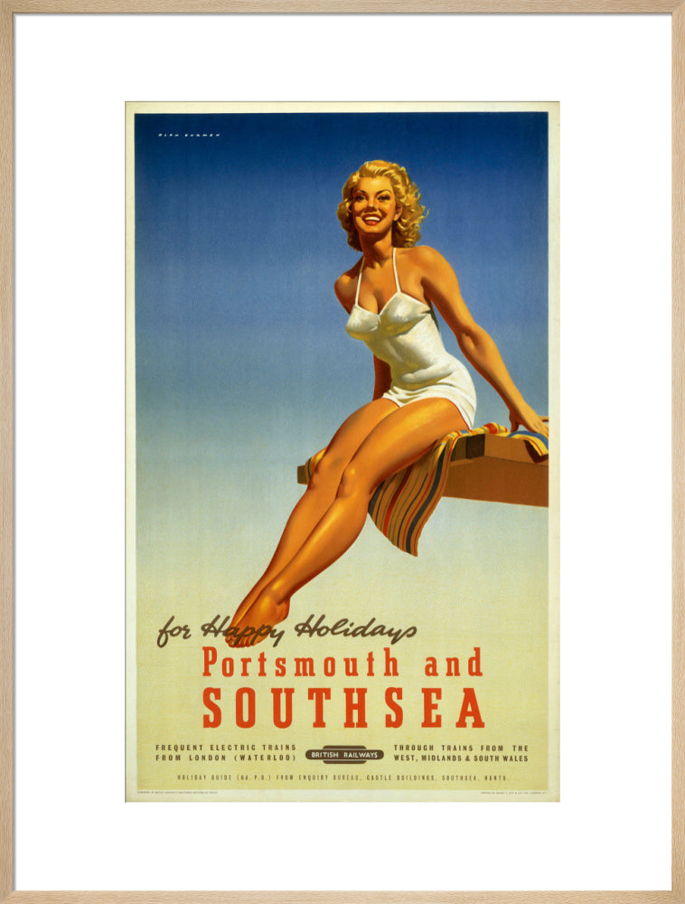 'Portsmouth and Southsea', BR poster, 1950s. art print extra large natural Art Print - Science Museum Shop