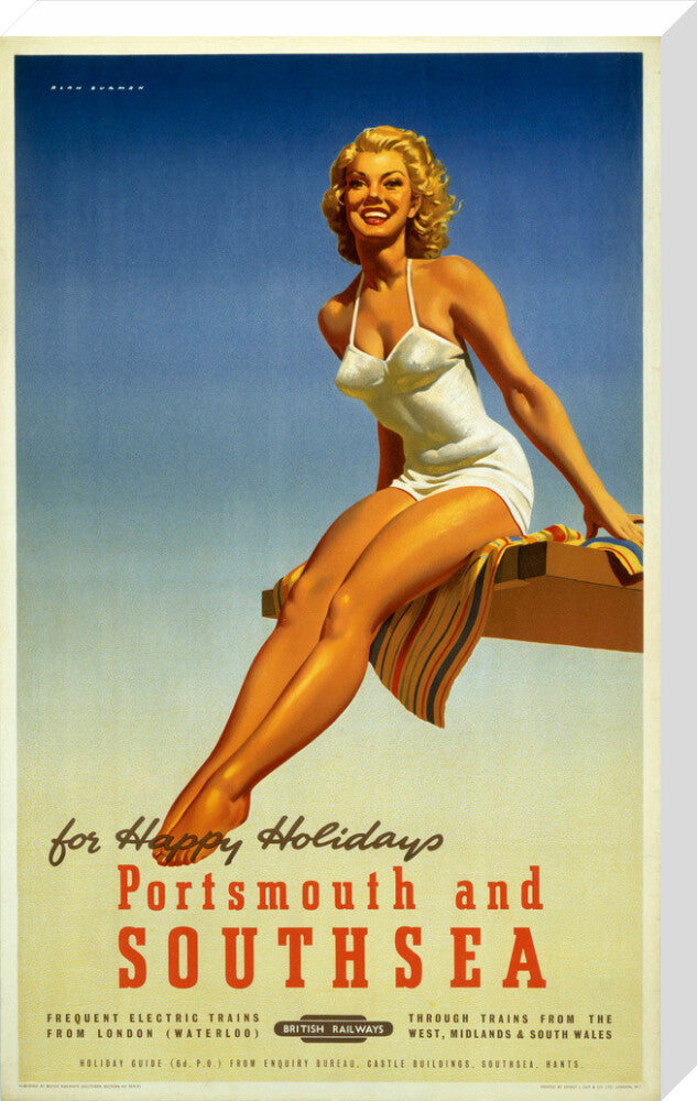 'Portsmouth and Southsea', BR poster, 1950s. stretched canvas large none Art Print - Science Museum Shop
