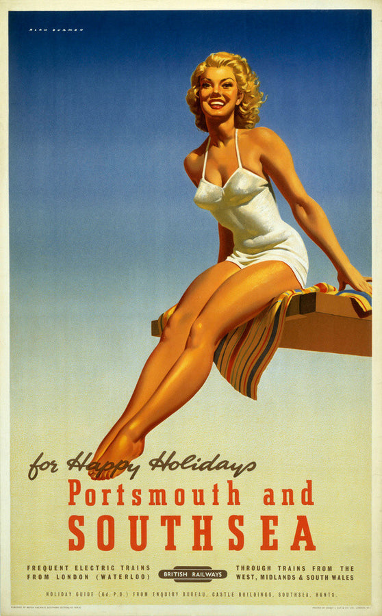 'Portsmouth and Southsea', BR poster, 1950s. Art Print - Science Museum Shop