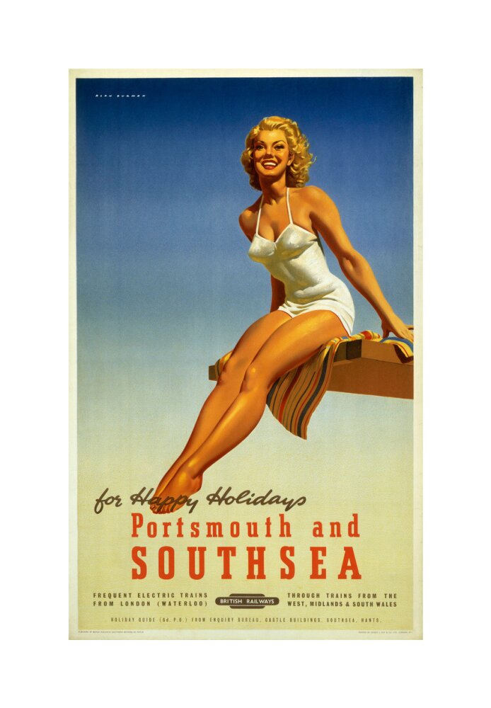 'Portsmouth and Southsea', BR poster, 1950s. unstretched canvas medium none Art Print - Science Museum Shop