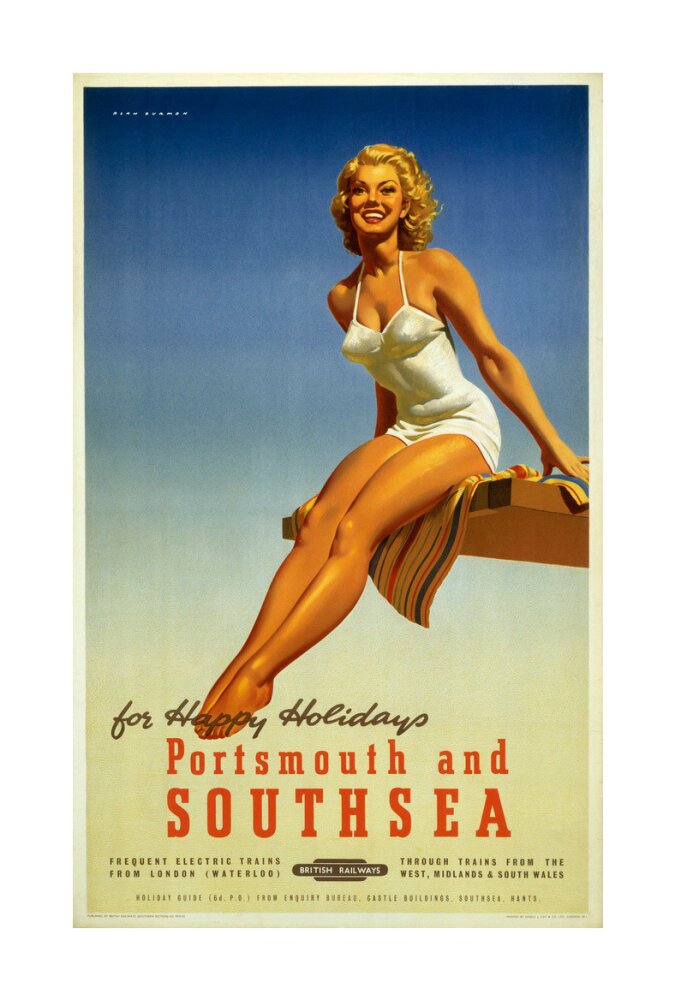 'Portsmouth and Southsea', BR poster, 1950s. unstretched canvas large none Art Print - Science Museum Shop
