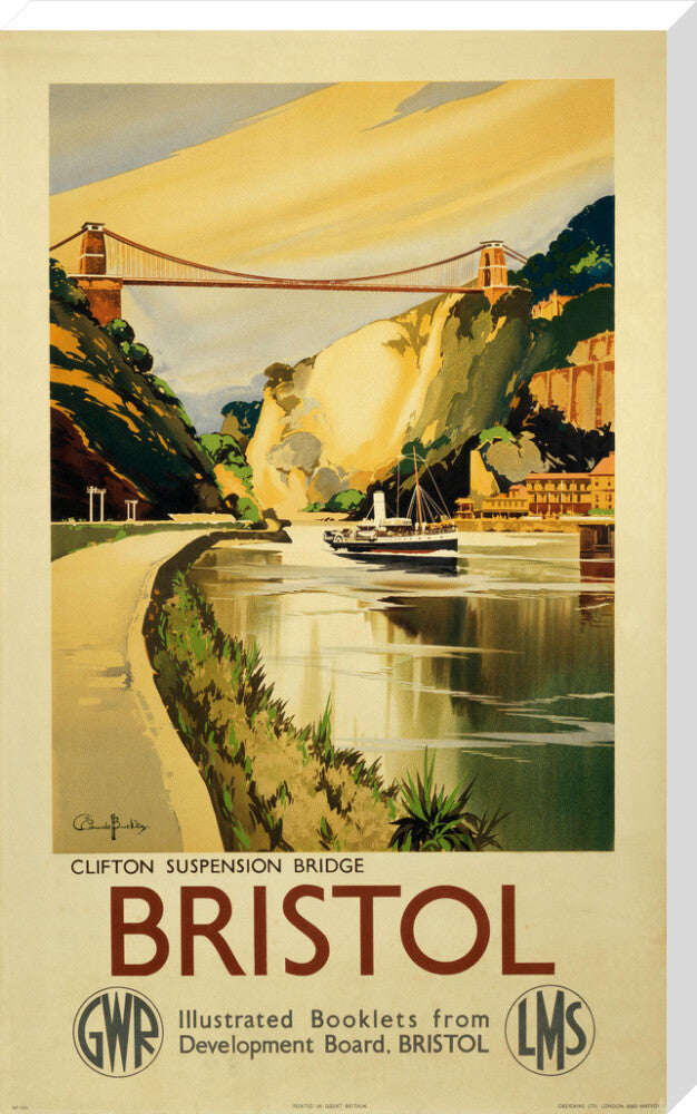 'Clifton Suspension Bridge, Bristol', GWR/LMS poster, c 1936. stretched canvas extra large none Art Print - Science Museum Shop