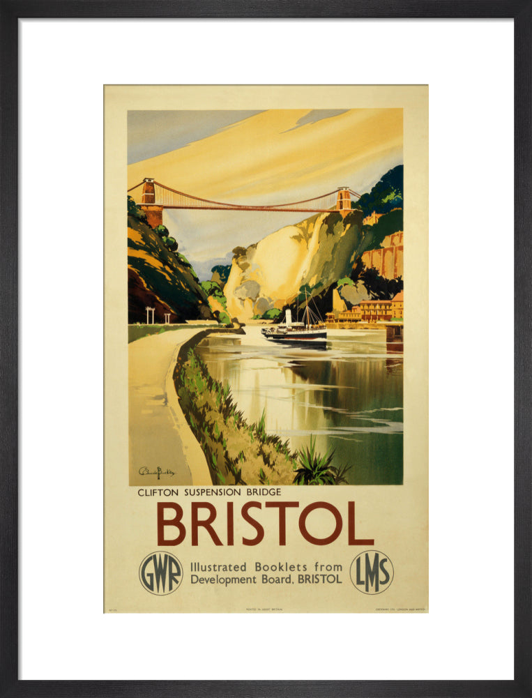 'Clifton Suspension Bridge, Bristol', GWR/LMS poster, c 1936. art print medium black Art Print - Science Museum Shop