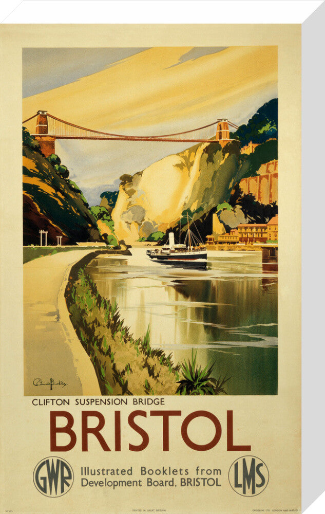 'Clifton Suspension Bridge, Bristol', GWR/LMS poster, c 1936. stretched canvas medium none Art Print - Science Museum Shop
