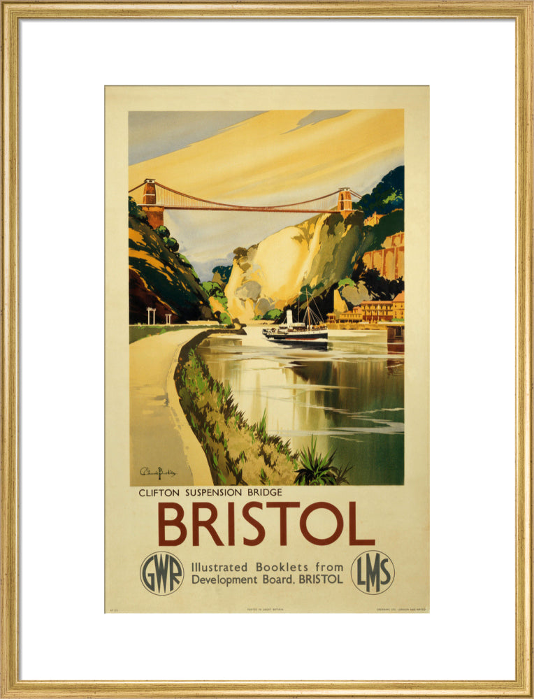 'Clifton Suspension Bridge, Bristol', GWR/LMS poster, c 1936. art print large gold Art Print - Science Museum Shop