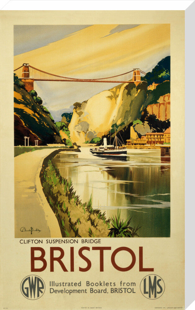 'Clifton Suspension Bridge, Bristol', GWR/LMS poster, c 1936. stretched canvas large none Art Print - Science Museum Shop