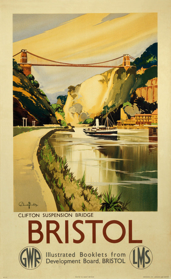 'Clifton Suspension Bridge, Bristol', GWR/LMS poster, c 1936. Art Print - Science Museum Shop