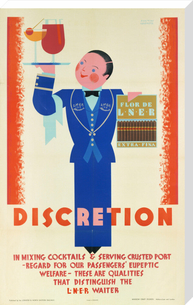 'Discretion', LNER poster, 1933. stretched canvas extra large none Art Print - Science Museum Shop