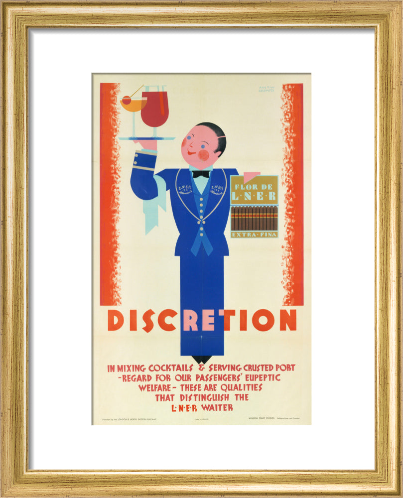 'Discretion', LNER poster, 1933. art print extra small gold Art Print - Science Museum Shop
