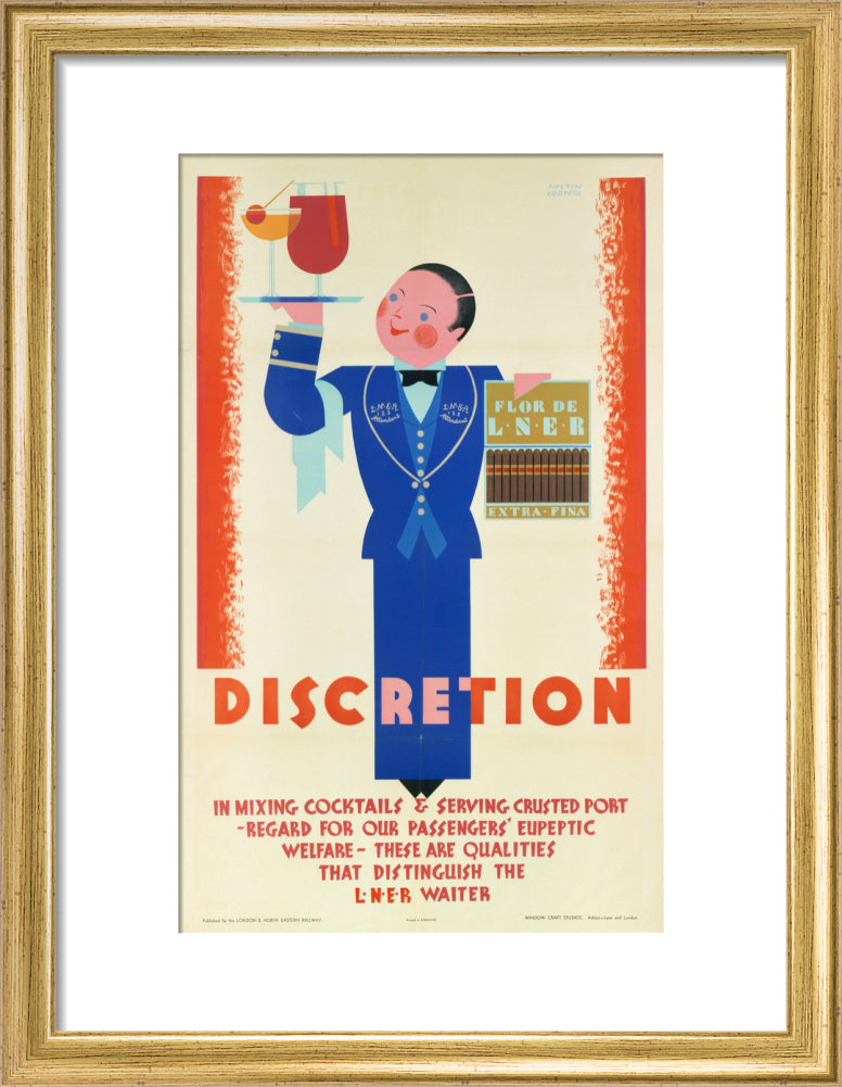 'Discretion', LNER poster, 1933. art print small gold Art Print - Science Museum Shop