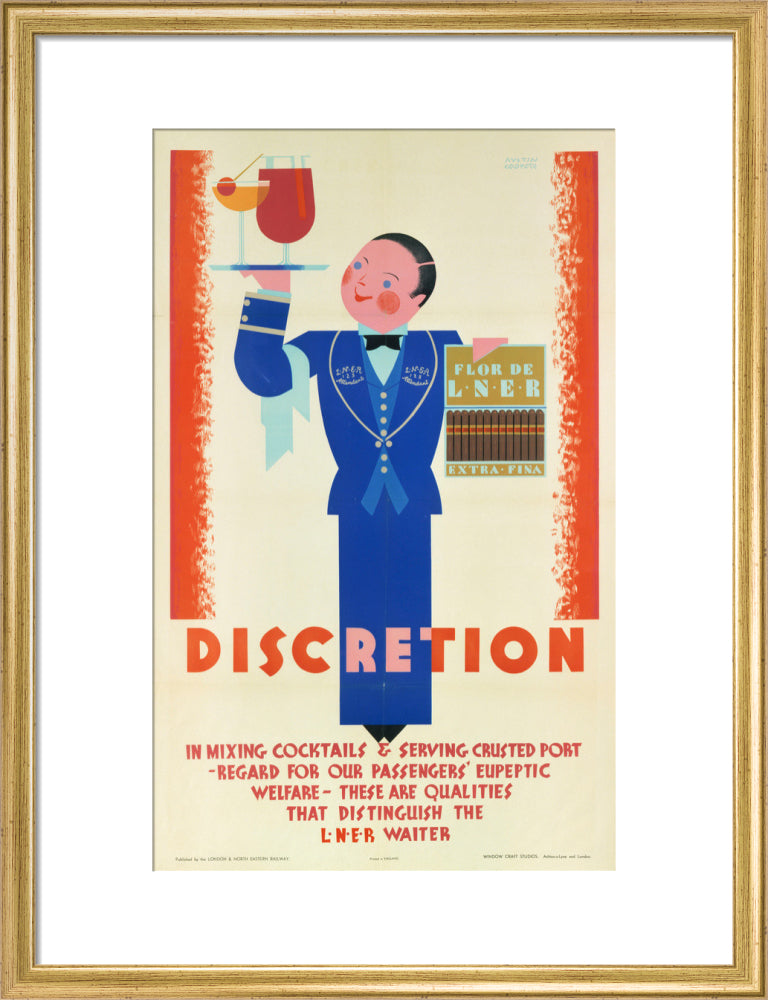 'Discretion', LNER poster, 1933. art print medium gold Art Print - Science Museum Shop