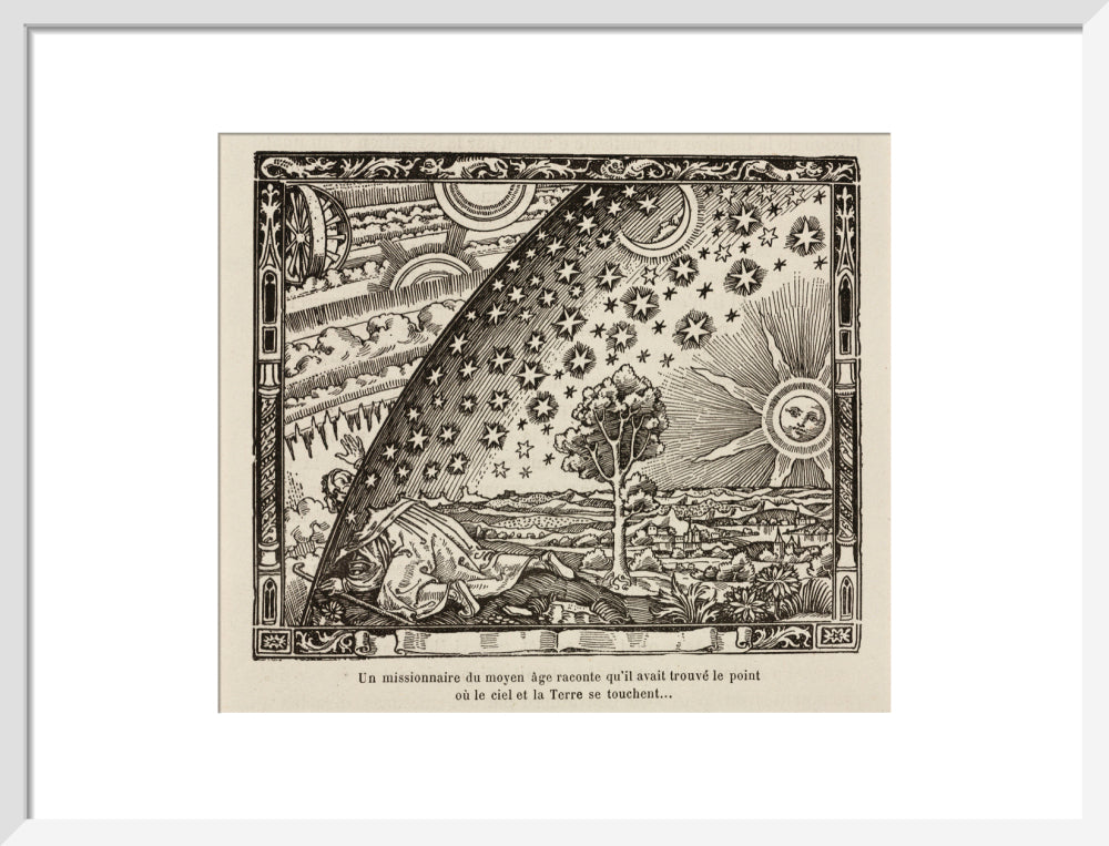A medieval missionary finds the point where sky and earth touch, 1888. art print medium white Art Print - Science Museum Shop