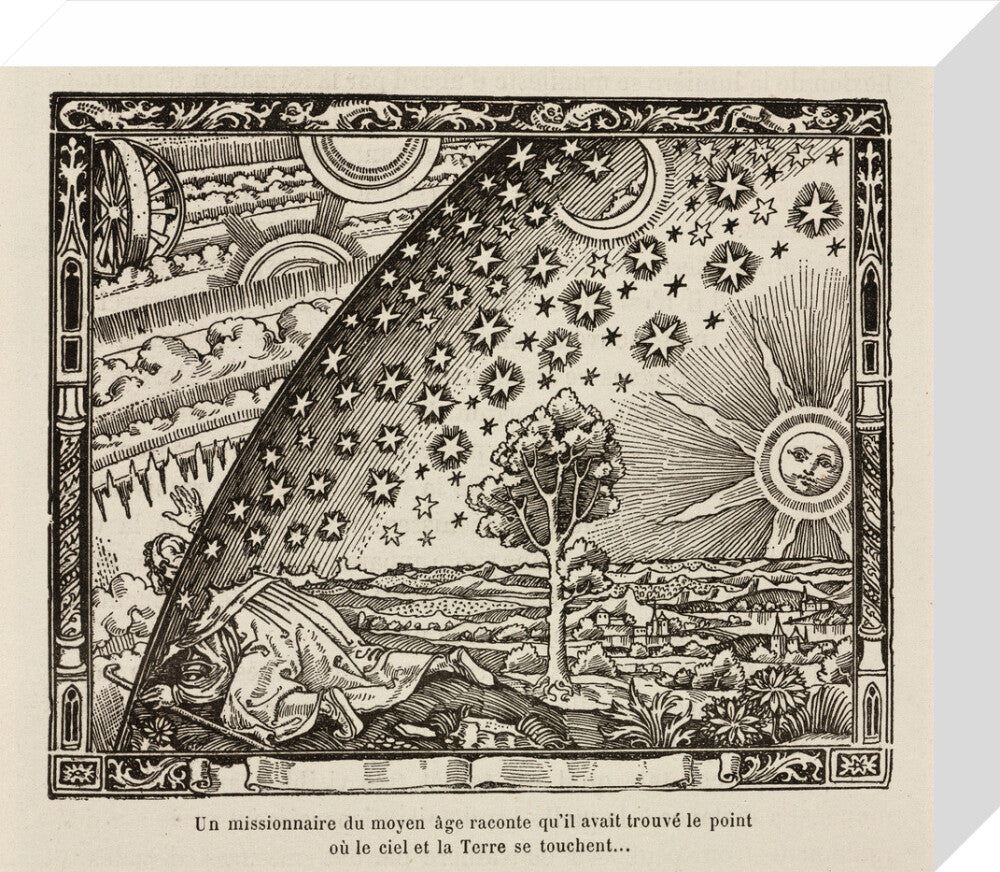A medieval missionary finds the point where sky and earth touch, 1888. stretched canvas small none Art Print - Science Museum Shop