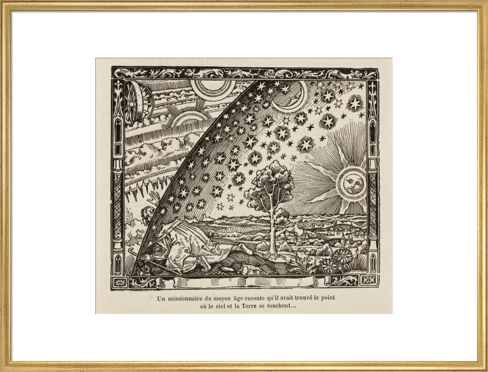 A medieval missionary finds the point where sky and earth touch, 1888. art print extra large gold Art Print - Science Museum Shop