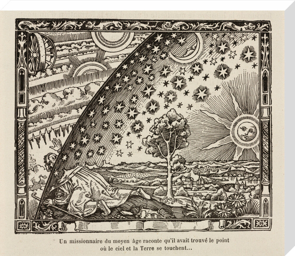 A medieval missionary finds the point where sky and earth touch, 1888. stretched canvas large none Art Print - Science Museum Shop
