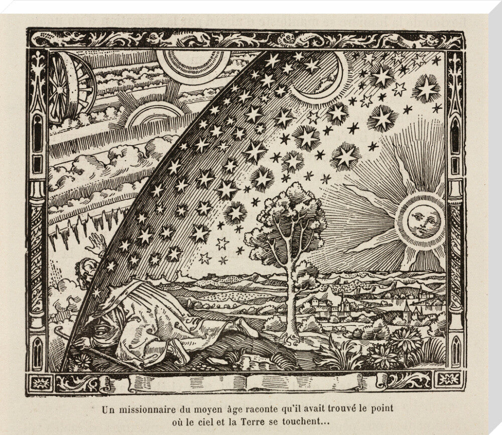 A medieval missionary finds the point where sky and earth touch, 1888. stretched canvas extra large none Art Print - Science Museum Shop
