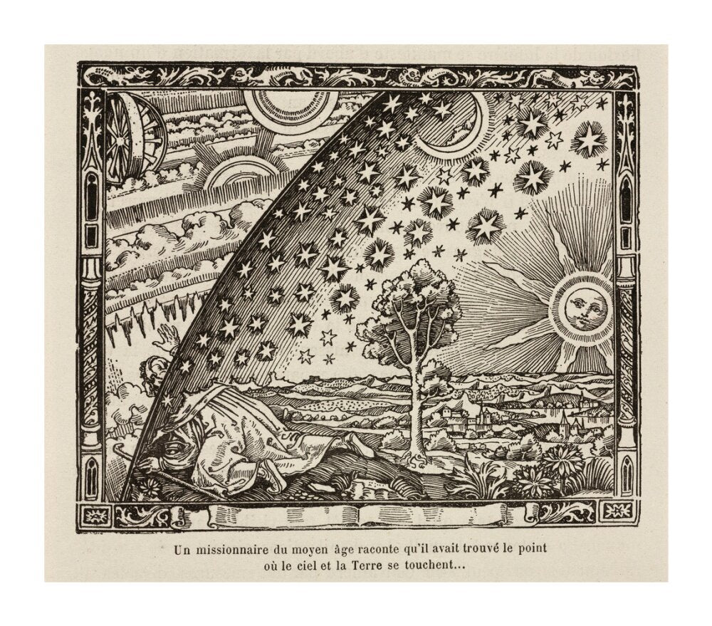 A medieval missionary finds the point where sky and earth touch, 1888. unstretched canvas extra large none Art Print - Science Museum Shop