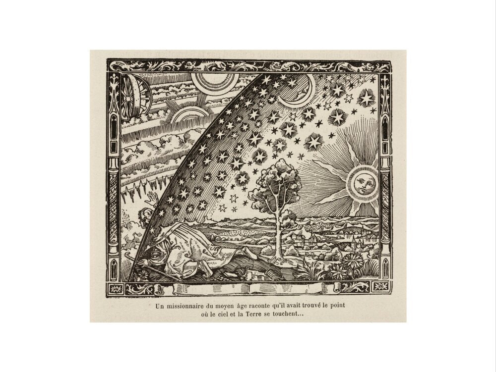 A medieval missionary finds the point where sky and earth touch, 1888. art print small none Art Print - Science Museum Shop