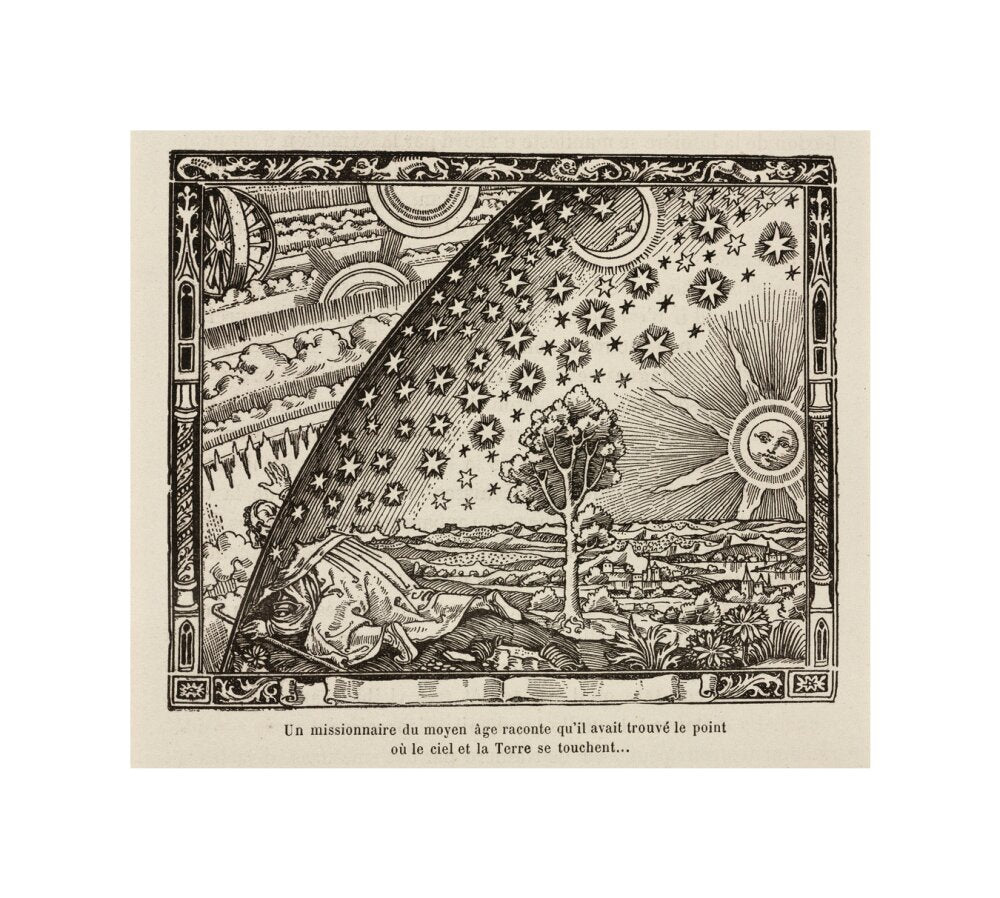 A medieval missionary finds the point where sky and earth touch, 1888. unstretched canvas small none Art Print - Science Museum Shop