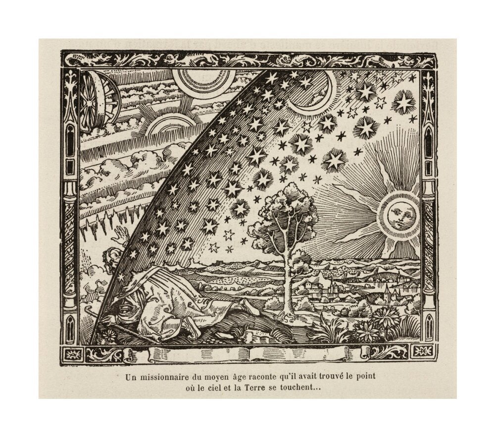 A medieval missionary finds the point where sky and earth touch, 1888. unstretched canvas large none Art Print - Science Museum Shop