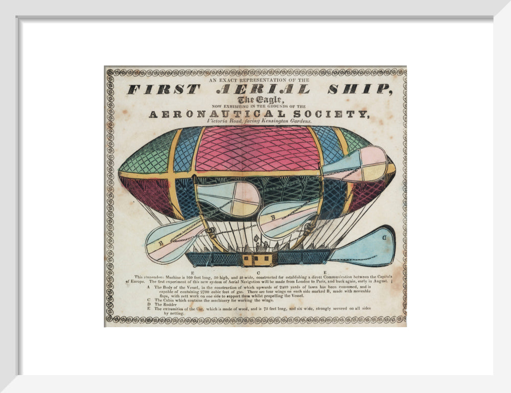 The 'Eagle', the 'First aerial Ship', 1834. art print small white Art Print - Science Museum Shop
