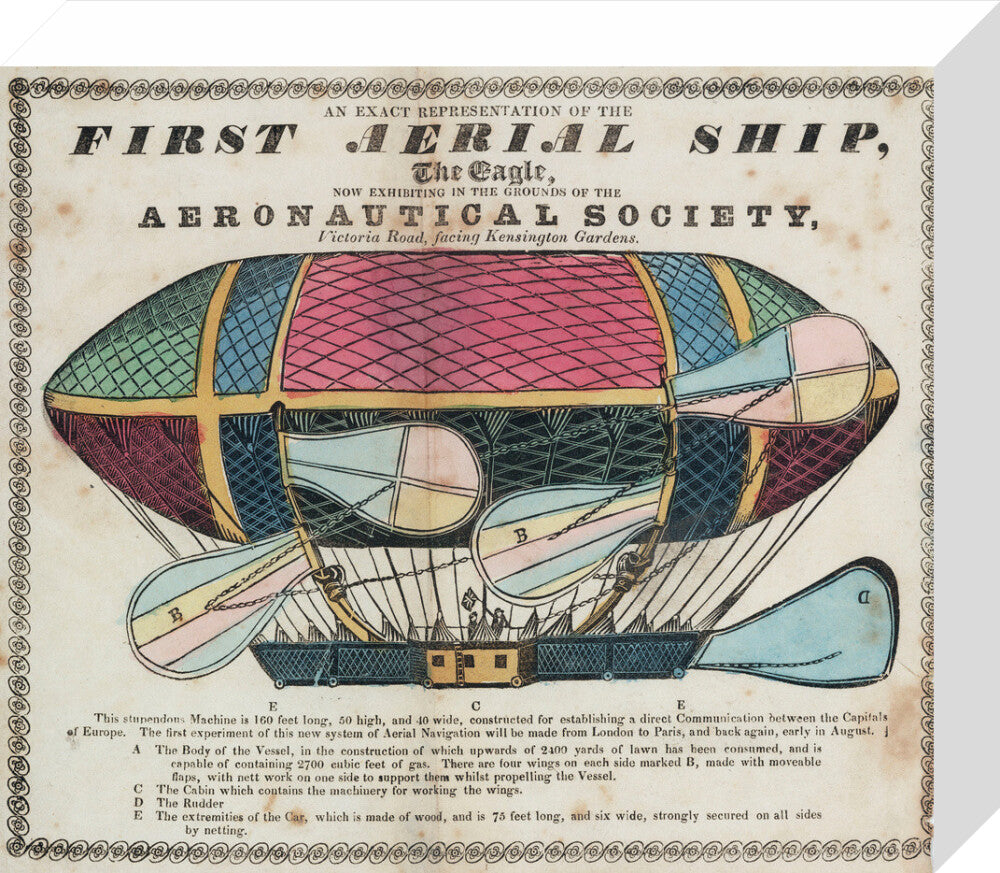 The 'Eagle', the 'First aerial Ship', 1834. stretched canvas small none Art Print - Science Museum Shop