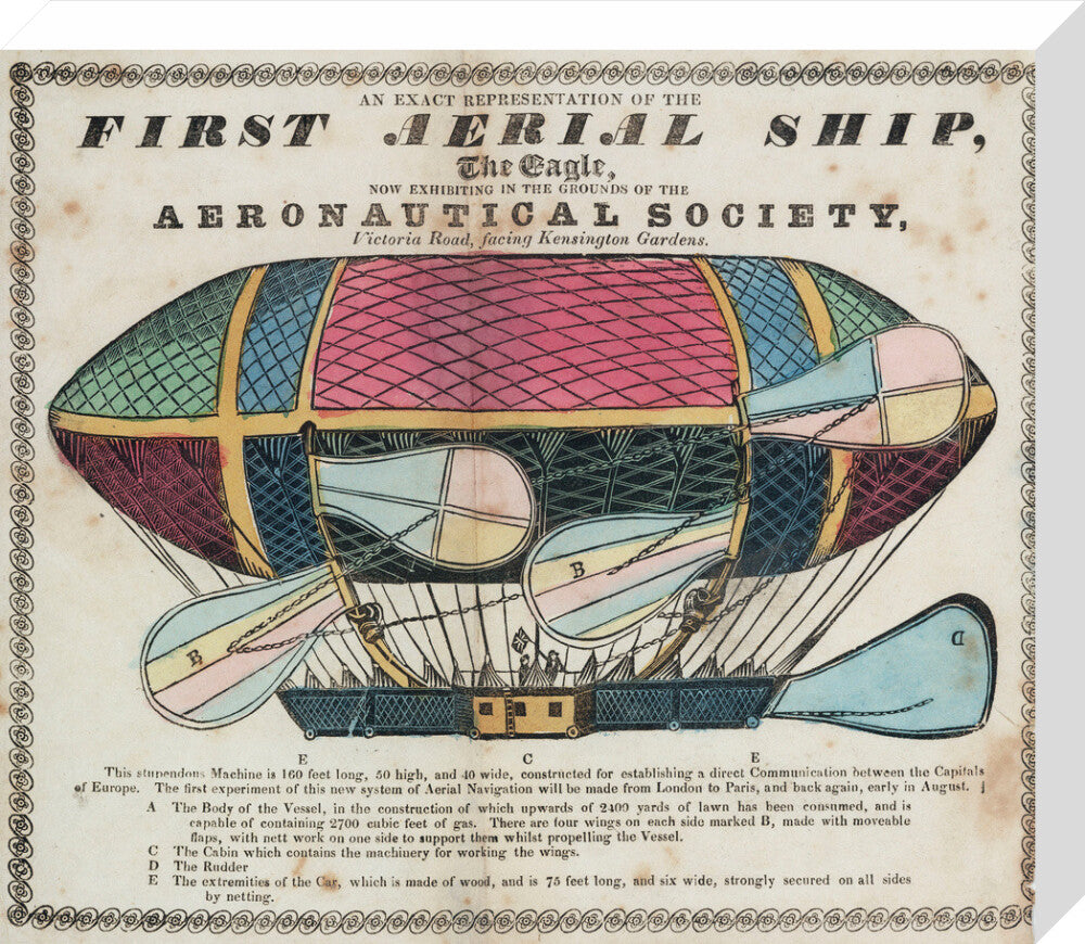 The 'Eagle', the 'First aerial Ship', 1834. stretched canvas medium none Art Print - Science Museum Shop