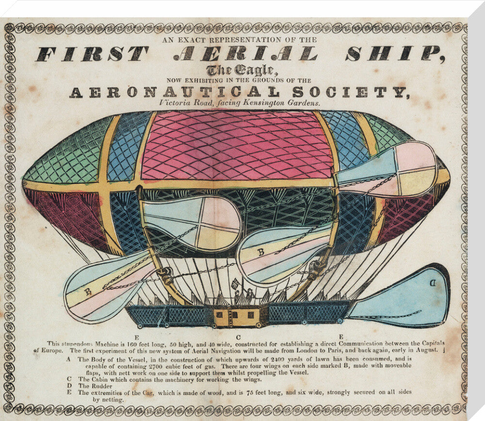 The 'Eagle', the 'First aerial Ship', 1834. stretched canvas large none Art Print - Science Museum Shop