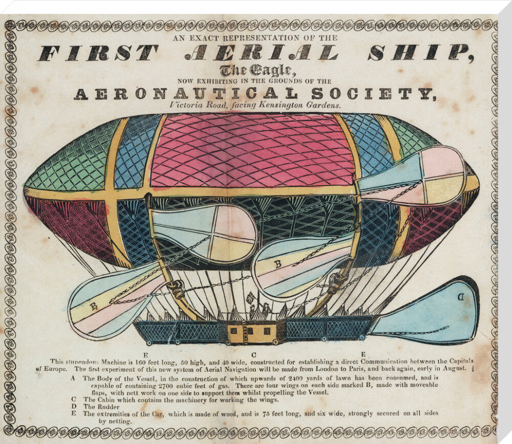 The 'Eagle', the 'First aerial Ship', 1834. stretched canvas extra large none Art Print - Science Museum Shop