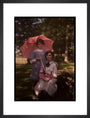 Two girls in a garden, 1908. art print medium black Art Print - Science Museum Shop