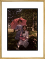 Two girls in a garden, 1908. art print large gold Art Print - Science Museum Shop