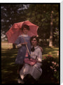 Two girls in a garden, 1908. stretched canvas large none Art Print - Science Museum Shop