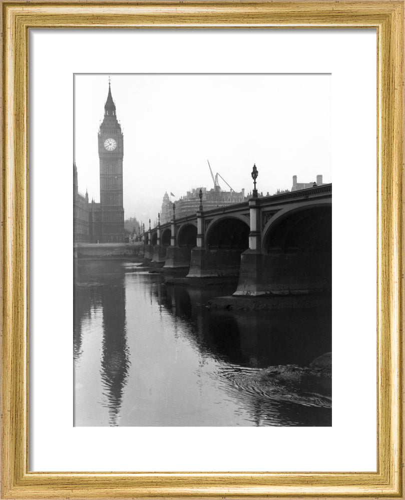 Westminster Bridge and the Houses of Parliament, London, c 1920s. art print extra small gold Art Print - Science Museum Shop