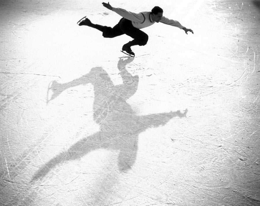 Ice-skater casting a shadow, c 1930s. Art Print - Science Museum Shop