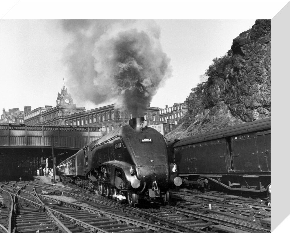 'Silver Link' leaving Edinburgh Waverley Station, 1958. stretched canvas small none Art Print - Science Museum Shop