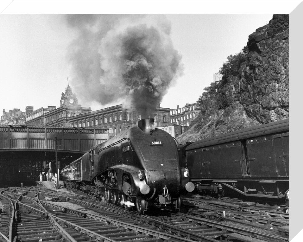 'Silver Link' leaving Edinburgh Waverley Station, 1958. stretched canvas medium none Art Print - Science Museum Shop
