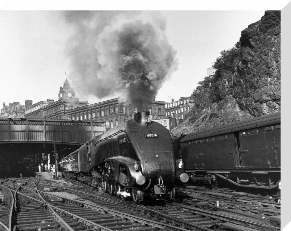 'Silver Link' leaving Edinburgh Waverley Station, 1958. stretched canvas large none Art Print - Science Museum Shop