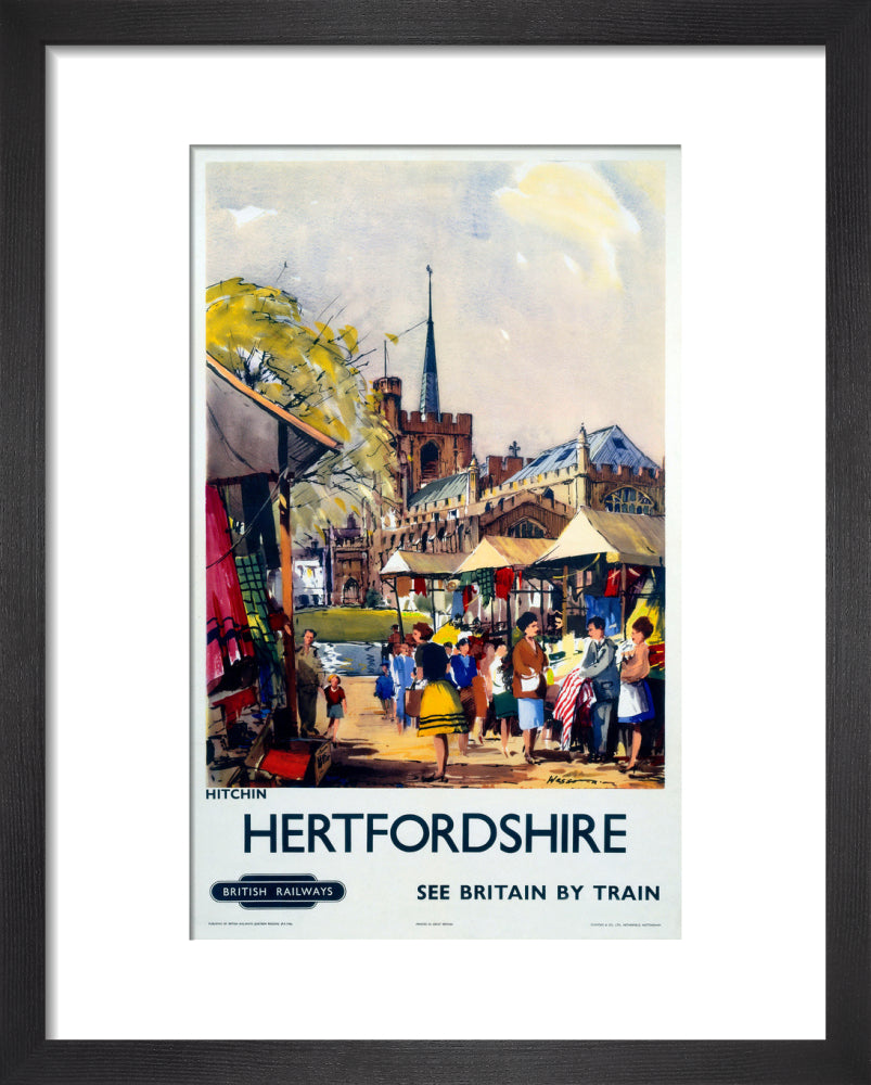 'Hitchin, Hertfordshire - See Britain by Train', BR (ER) poster, c 1955-1965. art print extra small black Art Print - Science Museum Shop