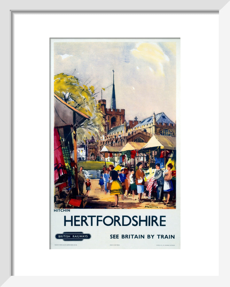 'Hitchin, Hertfordshire - See Britain by Train', BR (ER) poster, c 1955-1965. art print extra small white Art Print - Science Museum Shop