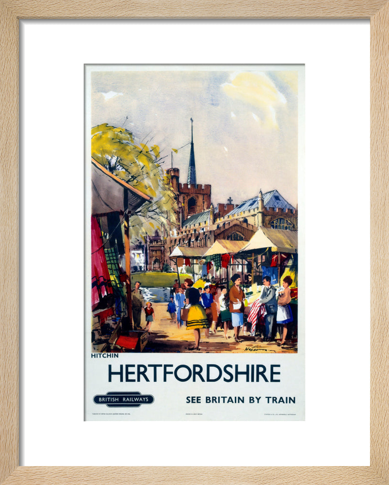 'Hitchin, Hertfordshire - See Britain by Train', BR (ER) poster, c 1955-1965. art print extra small natural Art Print - Science Museum Shop