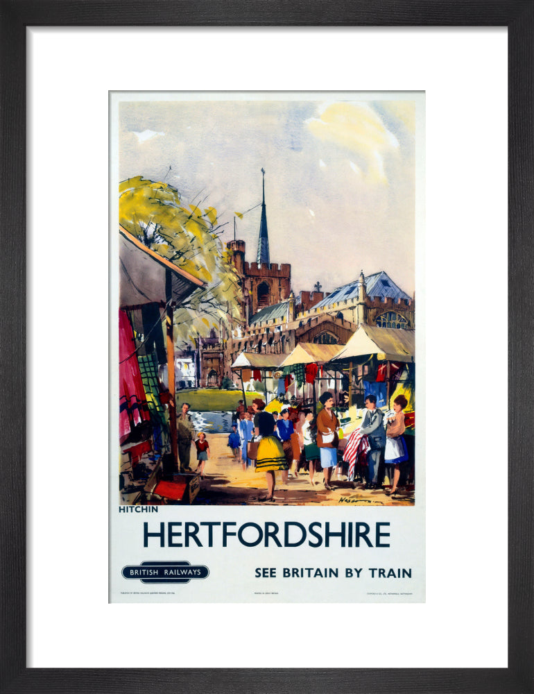 'Hitchin, Hertfordshire - See Britain by Train', BR (ER) poster, c 1955-1965. art print small black Art Print - Science Museum Shop