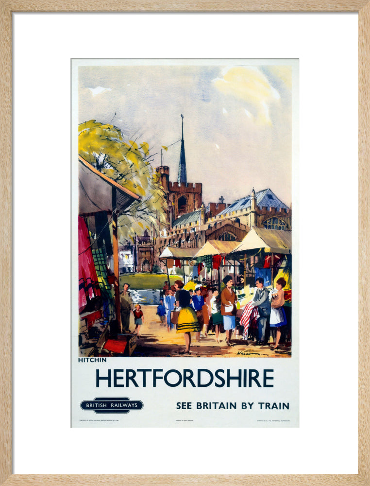 'Hitchin, Hertfordshire - See Britain by Train', BR (ER) poster, c 1955-1965. art print medium natural Art Print - Science Museum Shop